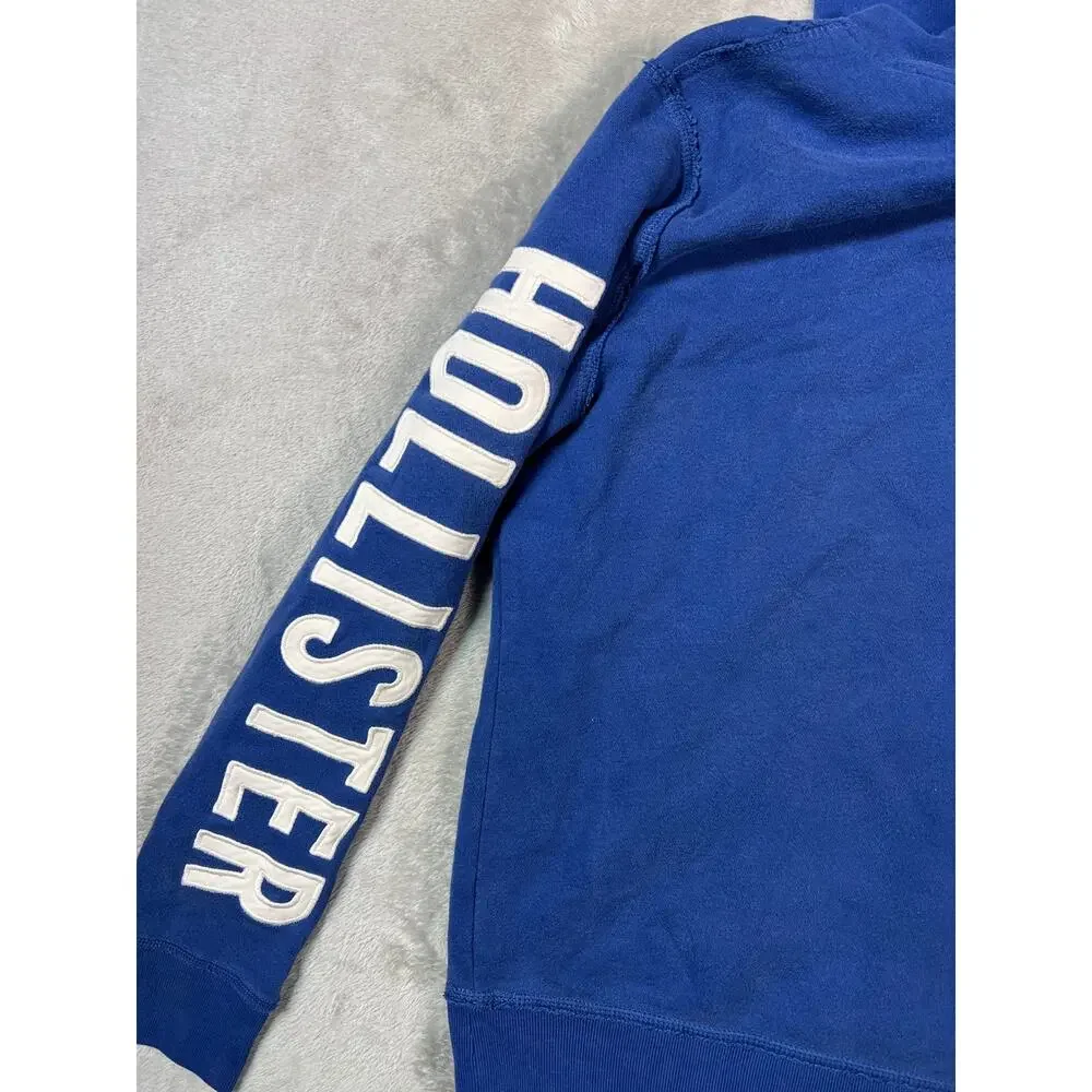 Vintage Y2K Hollister Blue Hoodie Sleeve Hit Big Logo Size Small